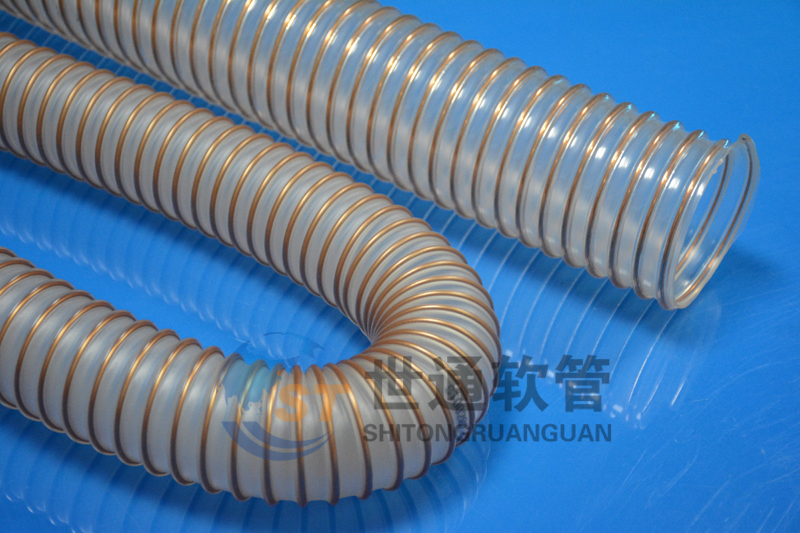 PU 鋼絲軟管，PU鋼絲管，PU聚氨酯鋼絲波紋管，耐磨工業(yè)吸塵通風(fēng)軟管 