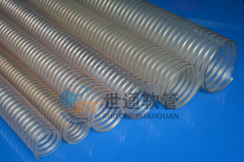 PU 鋼絲軟管，PU鋼絲管，PU聚氨酯鋼絲波紋管，耐磨工業(yè)吸塵通風(fēng)軟管 